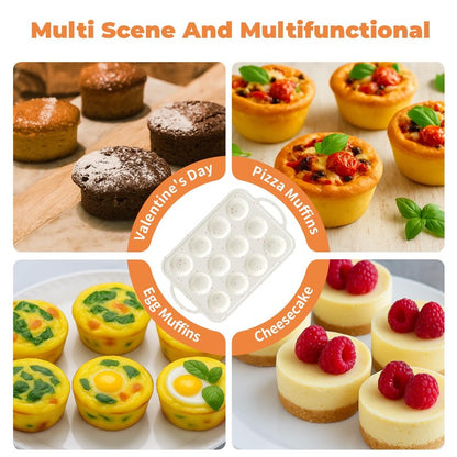 POSOSTO 2Pack Silicone Muffin Pan For Baking With Metal Reinforced Frame, 12 Cup Regular Size Nonstick Cupcake Pan, BPA Free Silicone Muffin Tray, Cupcake Baking Pan Molds for Oven