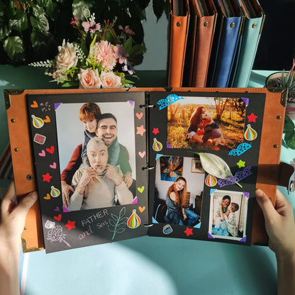 ZEEYUAN Leather Scrapbook Album 60 Pages Love Memory Photo Album 8.5x11 inch, Travelling Journal Scrap Book Family Scrapbook Scrapbooking Supplies Kits Gift for Couples Anniversary Wedding