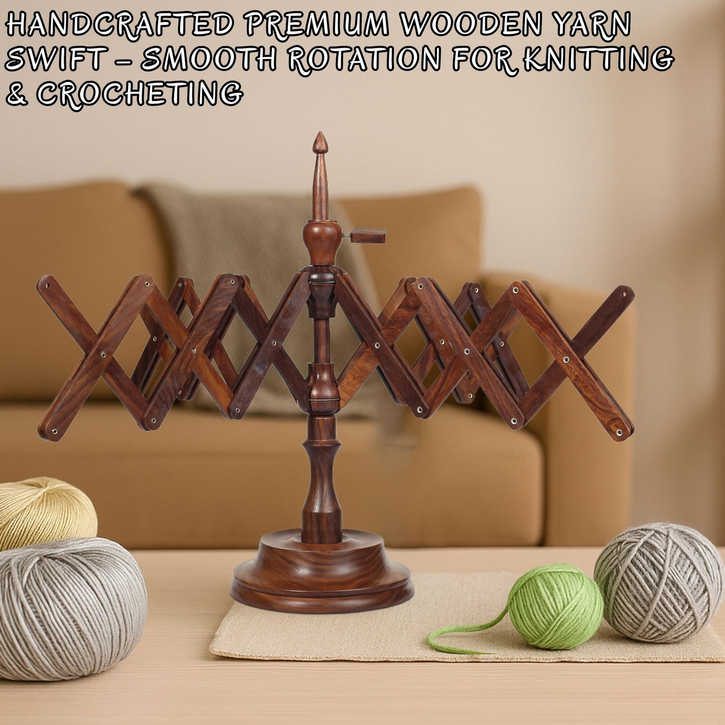 Bhartiya Handicrafts Wooden Yarn Swift Table Top Knitting & Crochet Accessories | Umbrella Holder - Hand Operated Knitting Winding Tools Wool Winder (Yarn Swift)