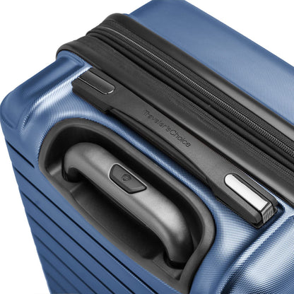 Traveler's Choice Archer Polycarbonate Hardside Spinner Luggage Set,Tie Down Straps, Blue, 2-Piece