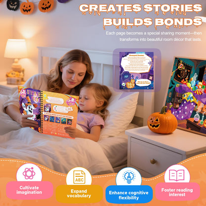 4PCS Paint by Number Sticker Book - Halloween Crafts & Acitivity Puzzles Book for Kids Ages 4-10, Travel Toys for Road Trip & Airplane,Perfect Halloween Gifts & Basket Stuffers for Kids