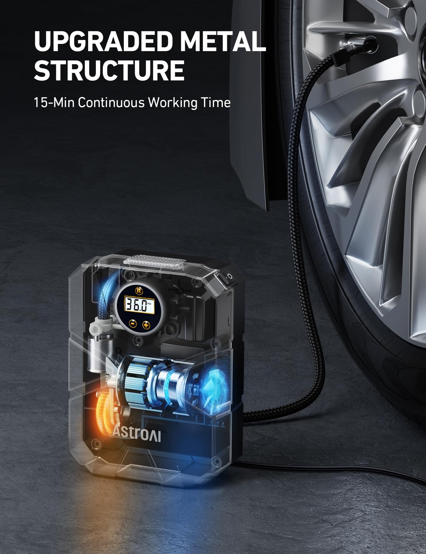AstroAI S1 Tire Inflator Portable Air Compressor 12V DC, Digital Car Tire Pump 150 PSI, Preset Tire Pressure & Auto Shutoff, Electric Air Pump for Car Tires, Motorcycles, Bicycles, Other Inflatables