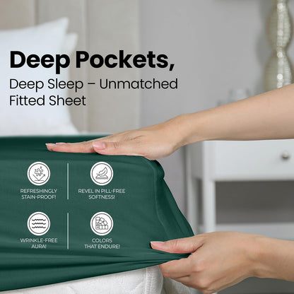 Utopia Bedding King Fitted Sheet - Deep Pocket Soft Microfiber - Fade & Shrinkage Resistant - Emerald