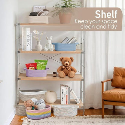 JMvicyroam Woven Storage Basket - Small Rope Organizer with Handles for Shelves & Closets | Blue