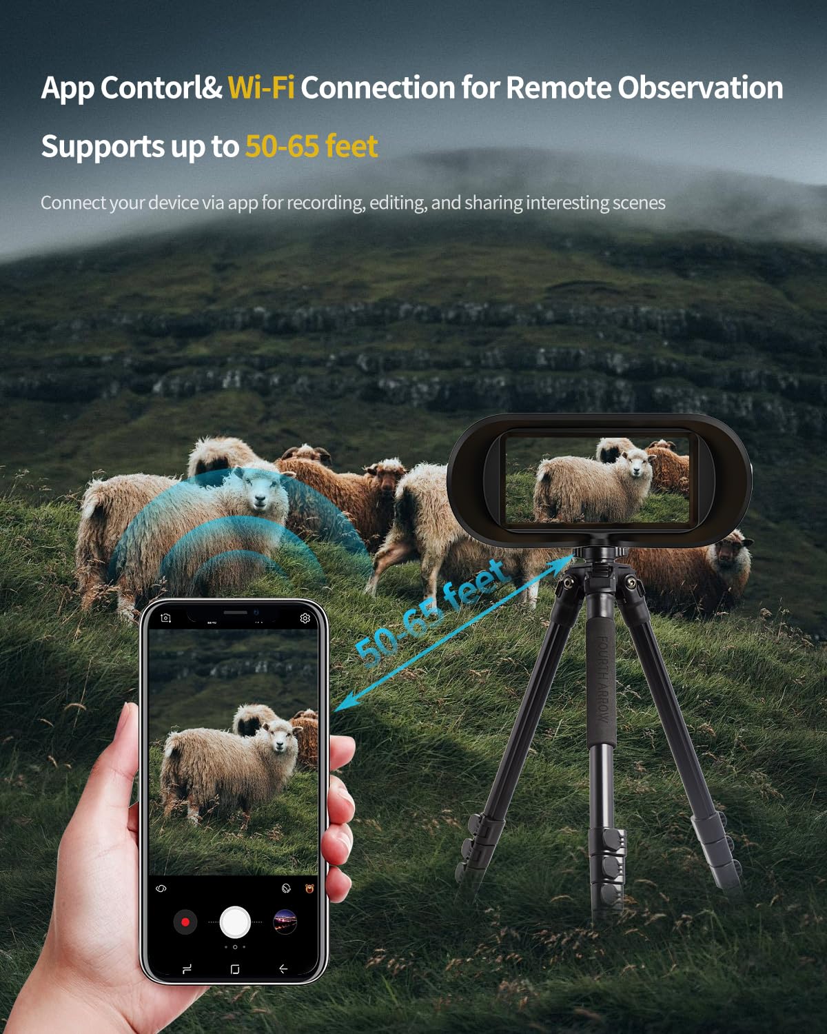 Waaniynan 4K UHD Night Vision Binoculars with Smart App Control, Night Vision Goggles with 3940ft View Range, 52MP Full Color Photo, 64GB Card for Camping/Security, Black