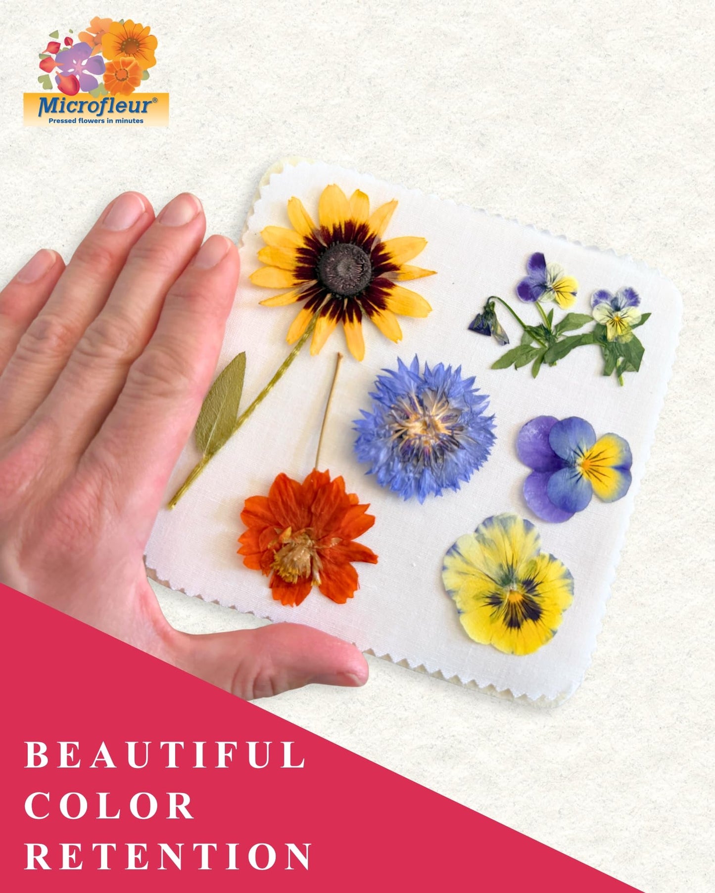 Microfleur Microwave Flower Art Press Kit for Kids and Adults - DIY with Washable Absorbent Cloth, Ideal for Plant Lovers 5 inch