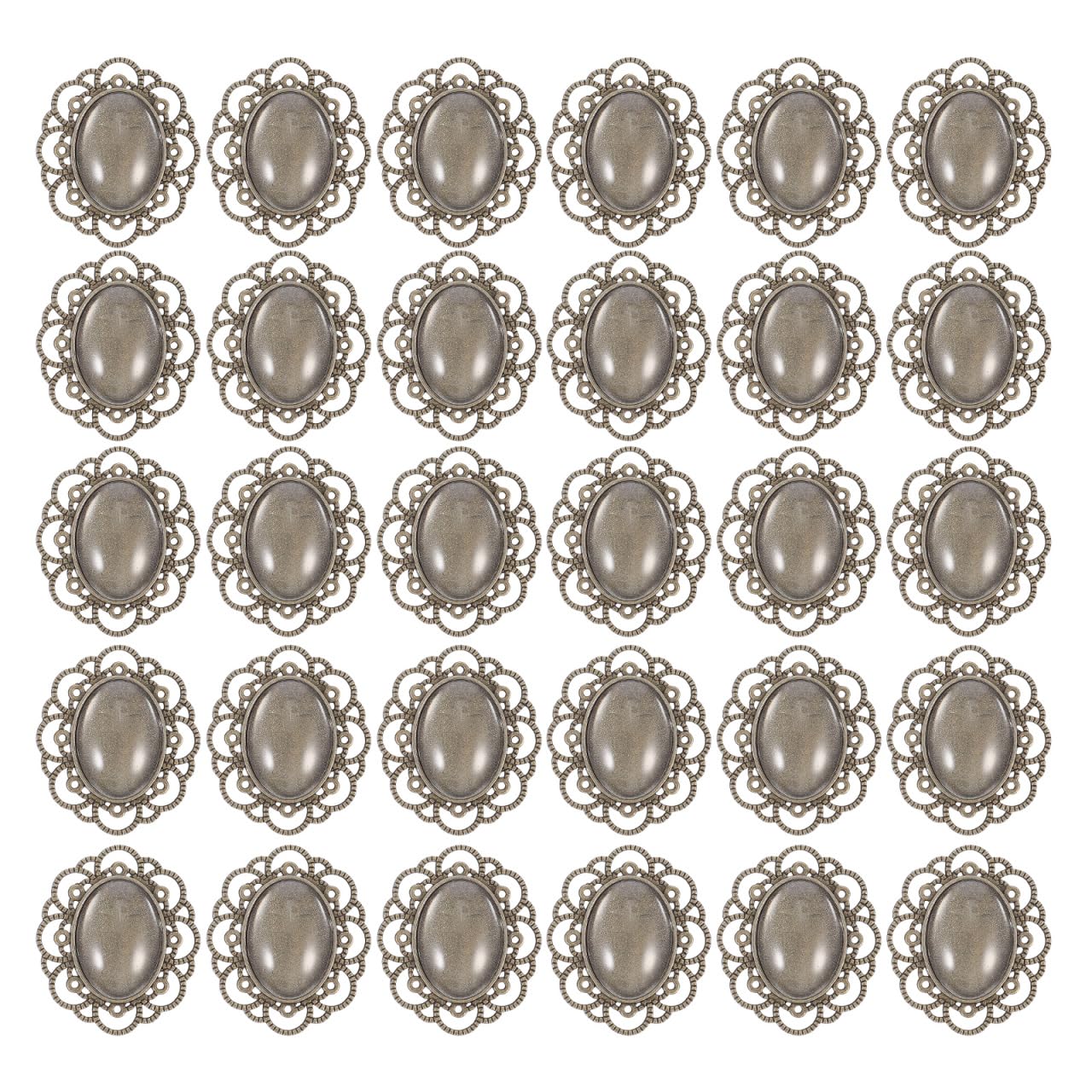 Healifty Vintage Brooch Base Bezels Kit with Dome 1.57X1.25 Inch Copper Pin Back Bottom Holder for DIY Jewelry Making Craft Oval Brooch Findings Tray