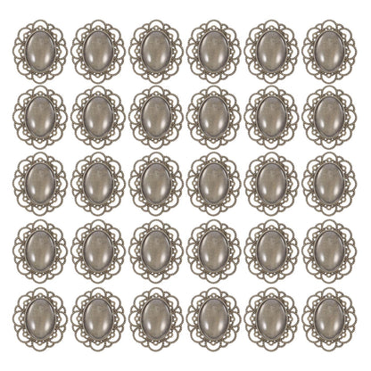 Healifty Vintage Brooch Base Bezels Kit with Dome 1.57X1.25 Inch Copper Pin Back Bottom Holder for DIY Jewelry Making Craft Oval Brooch Findings Tray