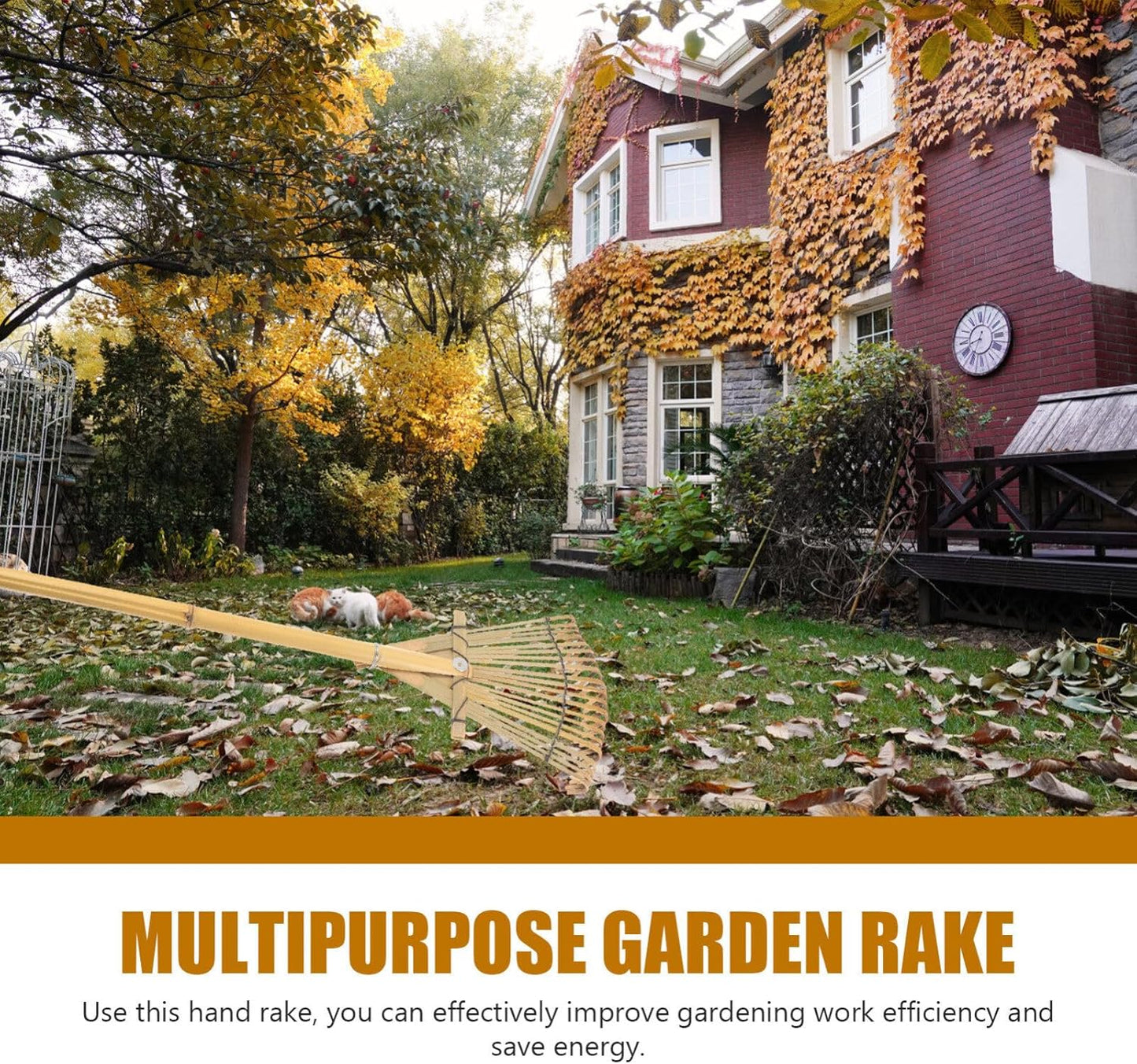 Yardwe Yard Leveling Rake Leaf Scoops, Hand Rakes Short Handle Rake for Gardening and Lawn Tools