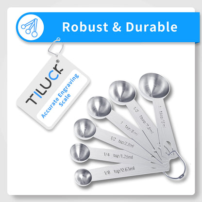 TILUCK Stainless Steel Measuring Cups & Spoons Set,Coffee Scoop Spoon,Kitchen Gadgets for Cooking & Baking,Set of