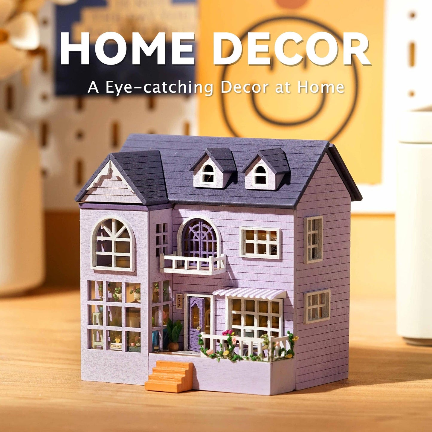 Flever Dollhouse Miniature DIY House Kit Creative Room with Furniture for Romantic Valentine's Gift (Happy House)