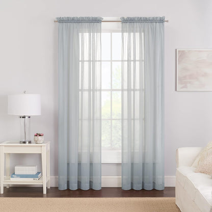 Pairs to Go Victoria Voile Modern Sheer Rod Pocket Window Curtains for Living Room (2 Panels), Grey