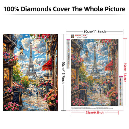 Lxmsja Eiffel Tower Diamond Art Kits for Adults, Paris Diamond Painting Kits for Beginners, 5D DIY Full Drill Gem Art Crafts for Adults, Home Wall Decor 12x16 inch