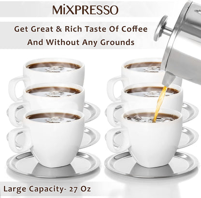 Mixpresso Stainless Steel French Press Coffee Maker, 27 Oz 800 ml, Easy Clean & Press, Double Wall Insulated