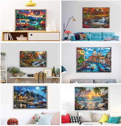 DOTSOPS Diamond Painting Kits Art Adults Painting Kit Crafts DIY 5D Diamond Art Packs Kits Full for Adults Beginner Home Wall Decoration Gift 11.8x15.7 Inches (6 Pack Landscape City)