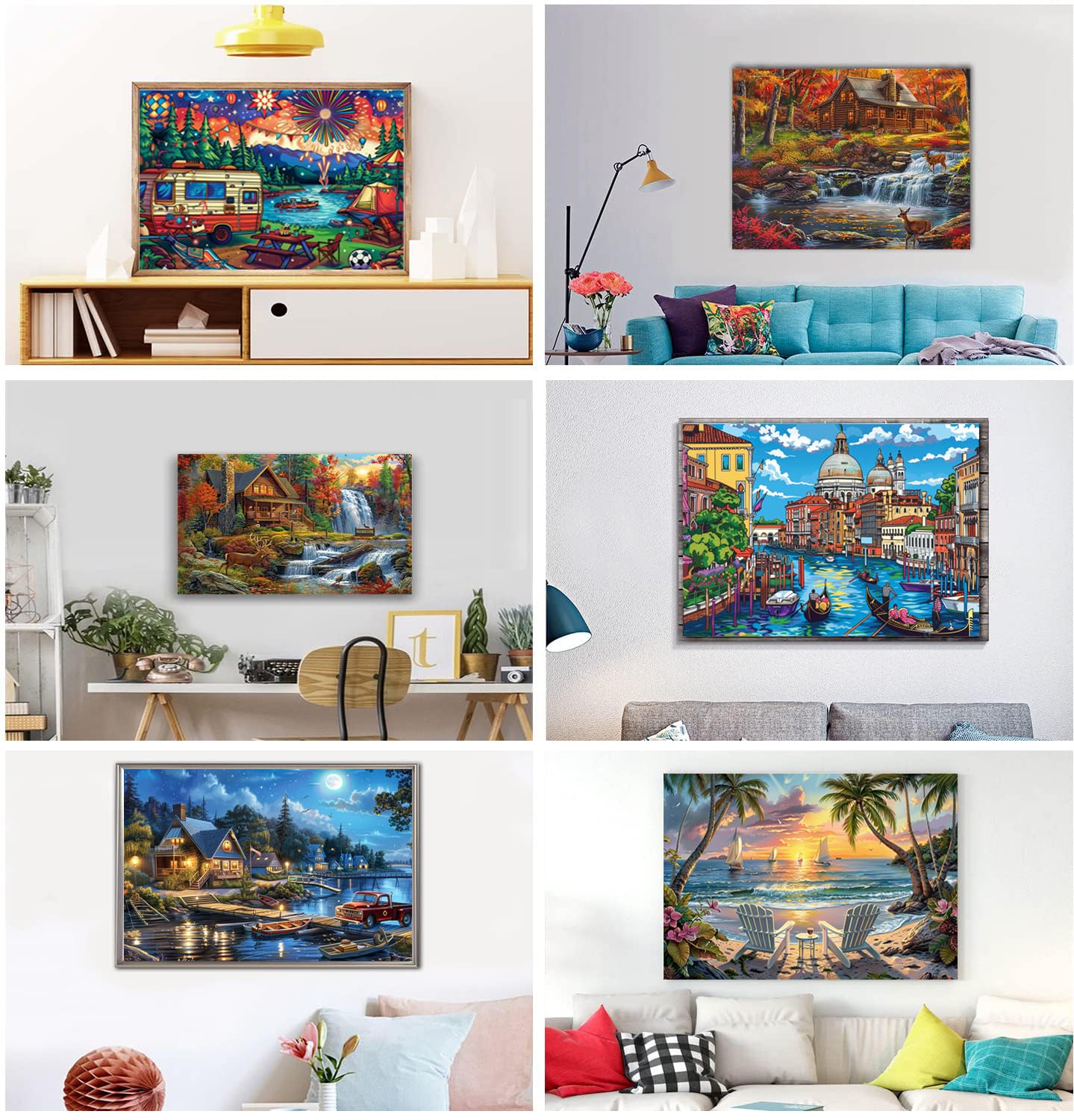 DOTSOPS Diamond Painting Kits Art Adults Painting Kit Crafts DIY 5D Diamond Art Packs Kits Full for Adults Beginner Home Wall Decoration Gift 11.8x15.7 Inches (6 Pack Landscape City)