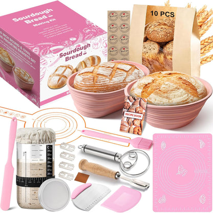 15 24 Oz Set RYTOXILO Sourdough Starter Kit, Pcs Sour Dough Bread Baking Supplies for Beginners with Glass Starter Jar