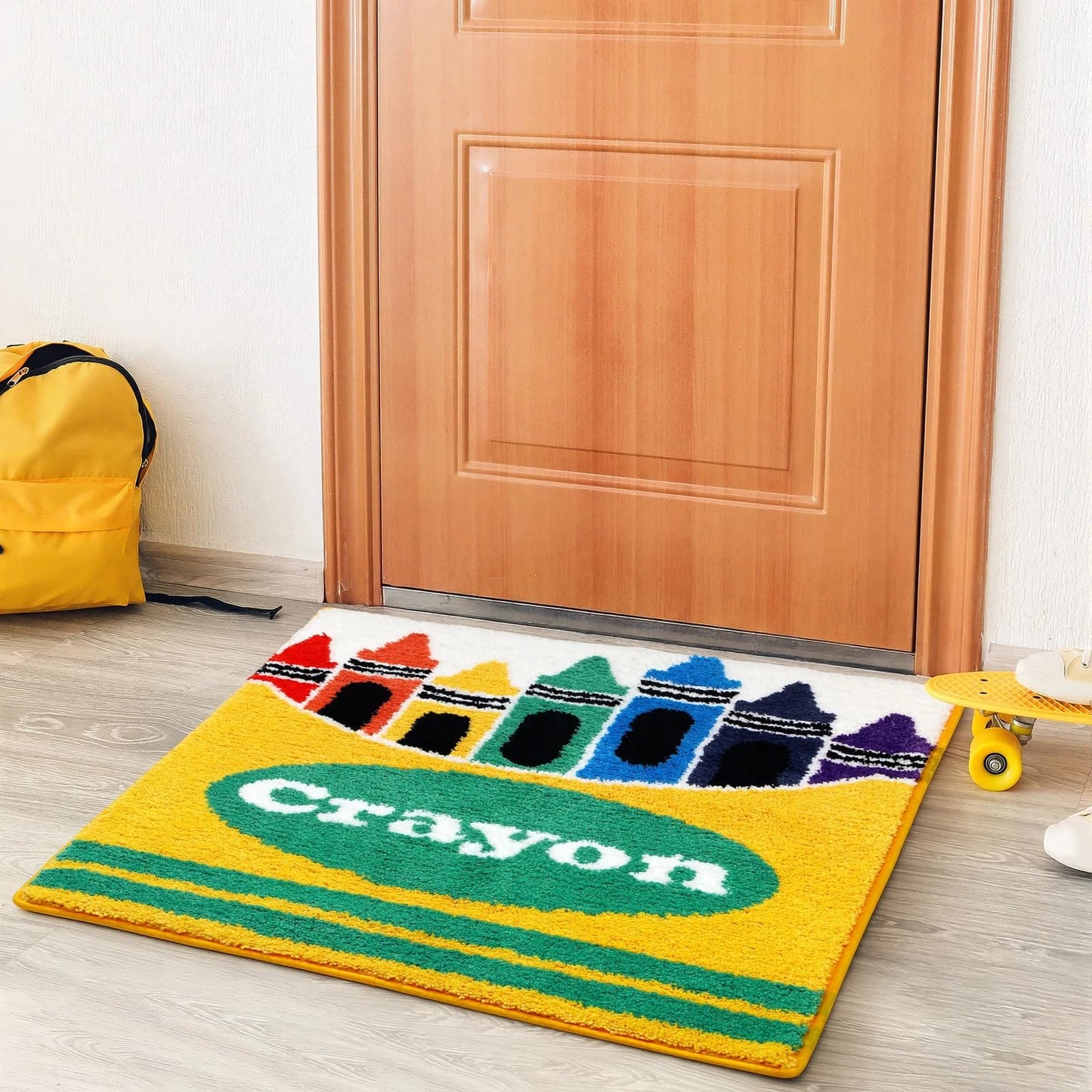 Tinideya Crayons Bathroom Rug Non Slip Rug for Classroom Graduation Appreciate Teacher Gift Back to School Home Supply