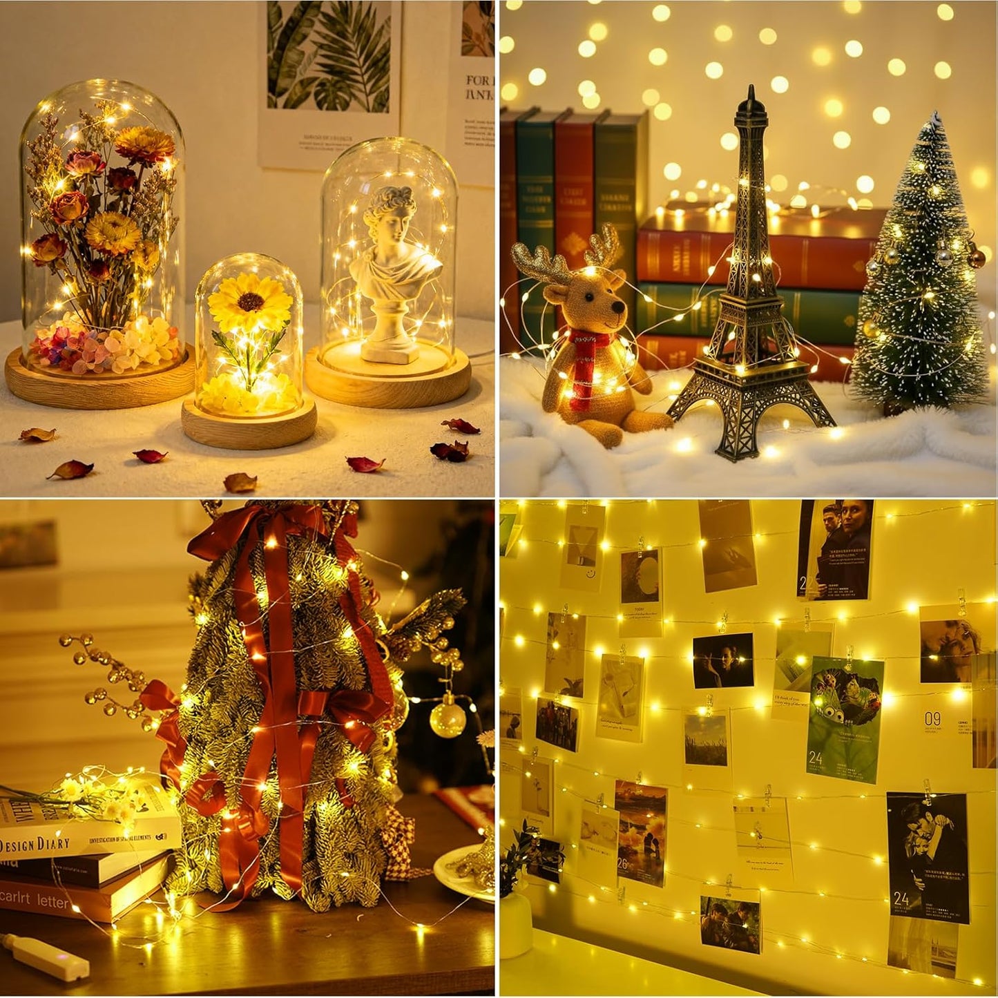 Skiennix Fairy Lights - 32FT Rechargeable Battery Operated Mini LED String Lights | Waterproof Warm White for Bedroom & Party Decor