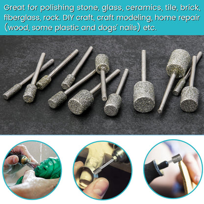 Stone Carving Set Diamond Burr Bits Compatible with Dremel, 46Grit 150Grit 24PCS Polishing Kits Rotary Tools Accessories with 1/8'' Shank for Engraving, Grinding, Stone, Rocks, Jewelry, Ceramics