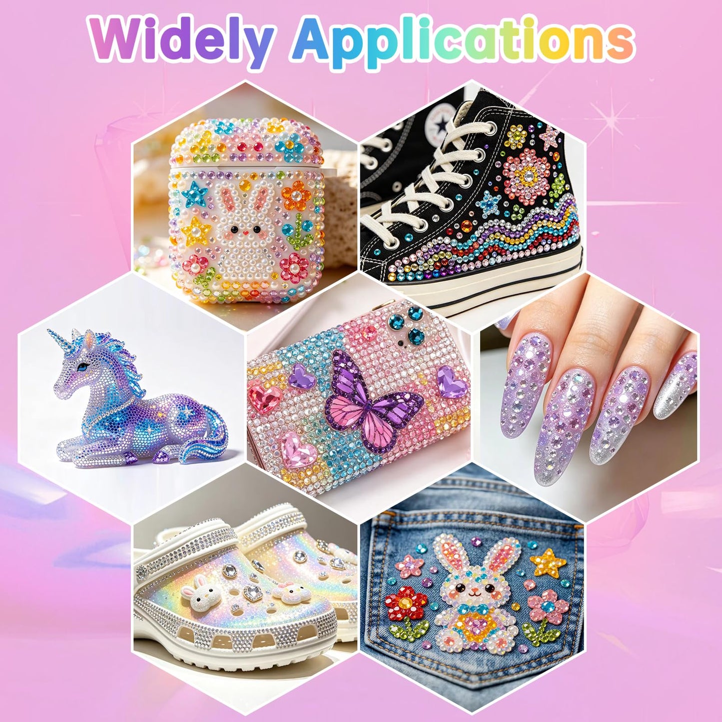 42000PCS 42Colors Resin Jelly Rhinestones for Bedazzling,3mm Flat Back Gems for Crafting, Bedazzling Kit with 3Pcs B7000 Glue for Clothing Shoes Nail Diamond Art.