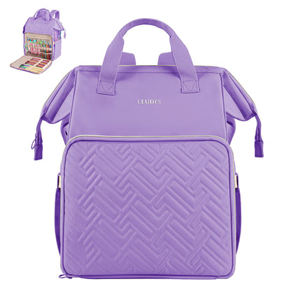 Leudes Knitting Bag Backpack,Yarn Storage Organizer Large Crochet Bag Tote Christmas Gift Yarn Holder Case for Carrying Projects,Knitting Needles (Purple)