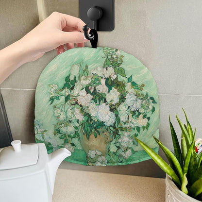 Van Gogh White Rose Tea Cozy: Large Insulated Tea Cosy, Portable Kettle Dust Cover, Easy to Clean for Tea Party