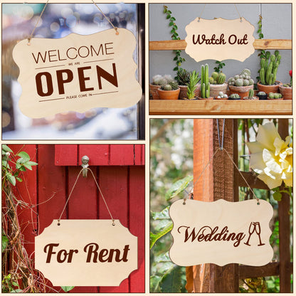 30 Pcs Unfinished Wood Sign Blank for Crafts Wooden Plaque Hanging Rectangle Sign Slices Banners Ornament for DIY Painting Writing 9 x 5.91 Inch