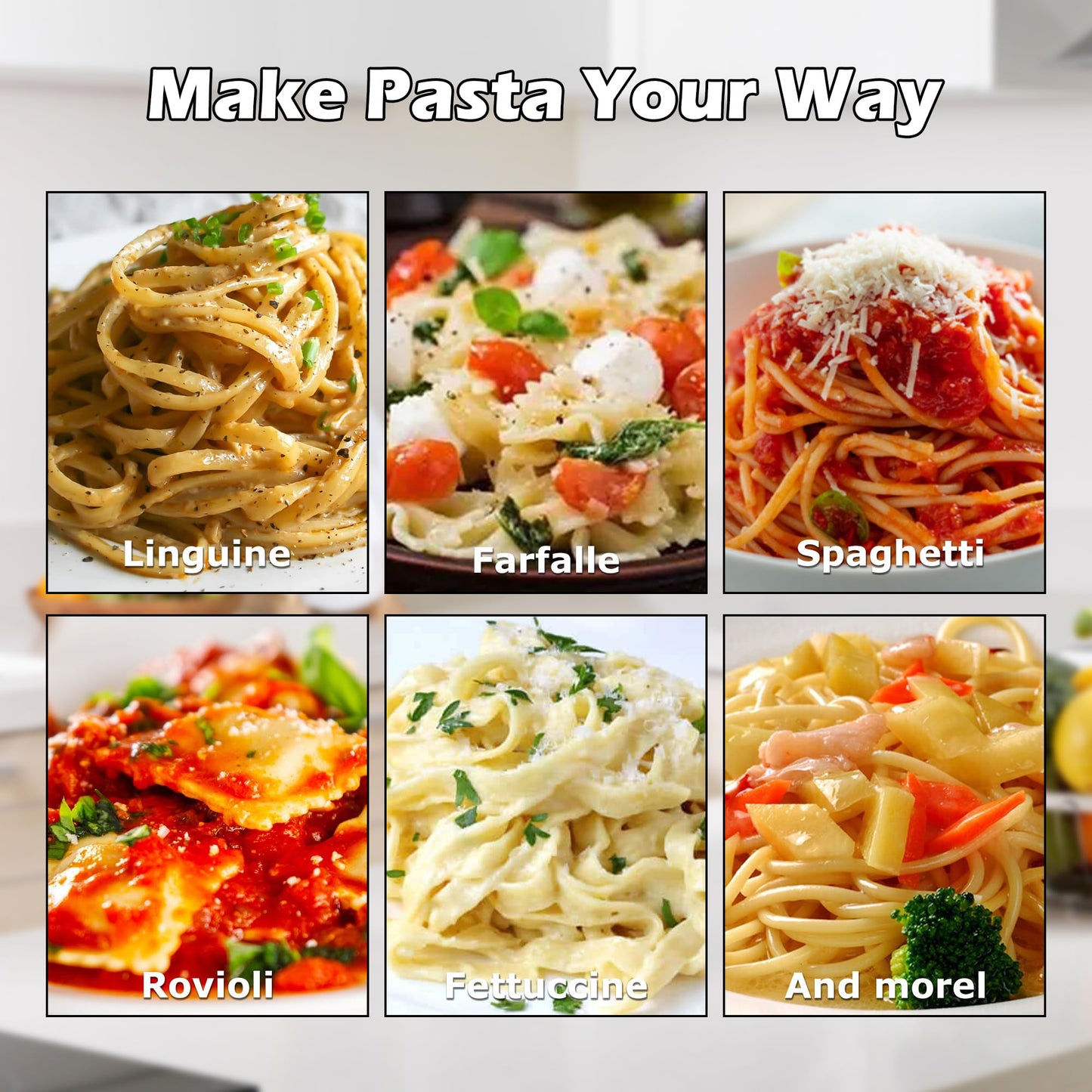 Pasta Maker Machine With 7 Adjustable Thickness Settings, Stainless Steel Manual Noodle Maker,Pasta Roller& Cutters With Removable Handle and Clamp For Kitchen