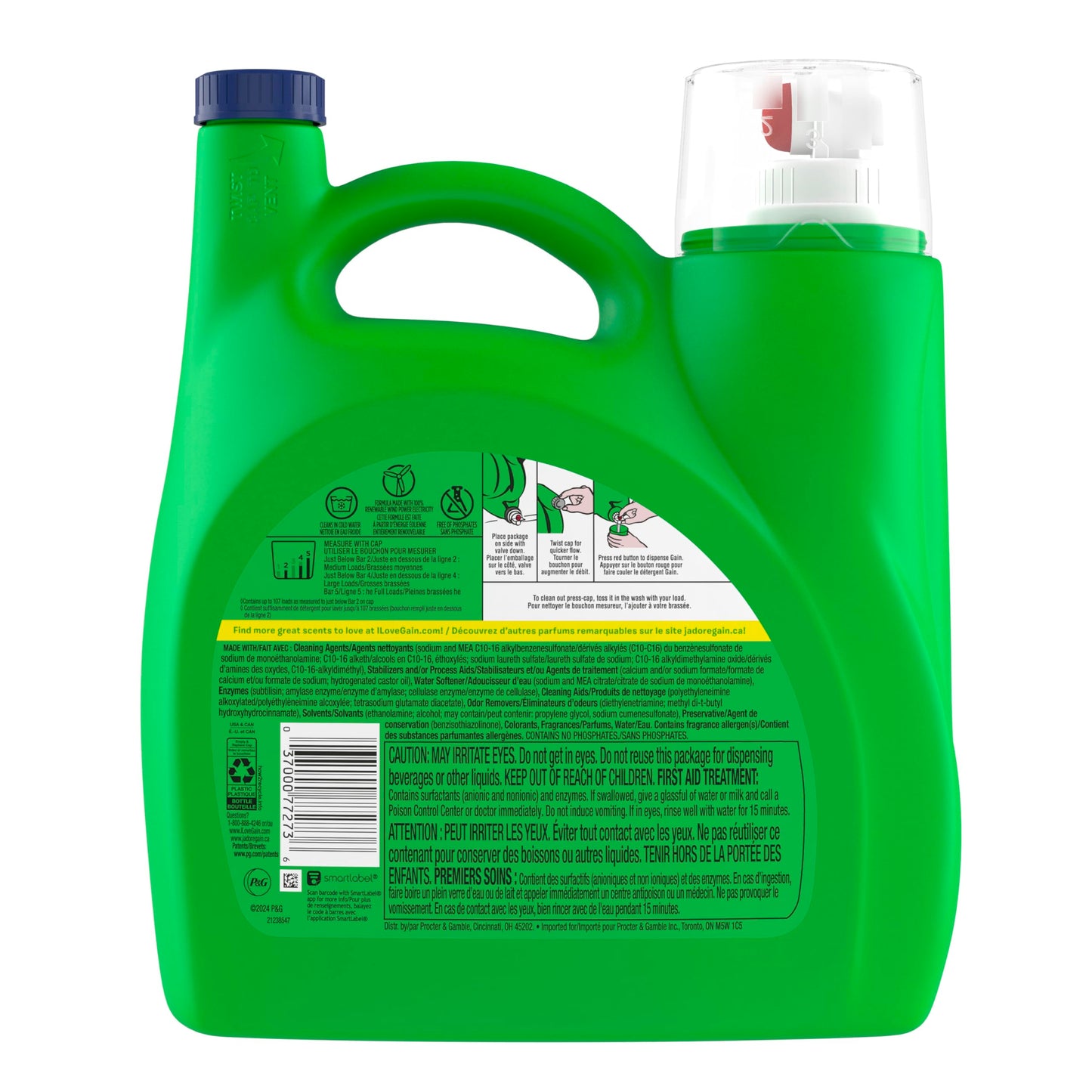 Gain + Aroma Boost Laundry Detergent Liquid, Original Scent, 107 Loads, 154 fl oz, HE Compatible Laundry Soap with Febreze and Oxi, Gain Laundry Detergent, Liquid Laundry Detergent