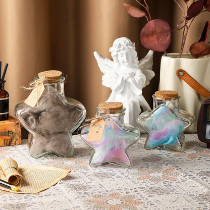 WHJY 29oz Star Shaped Glass Jar with Cork Lid for Home Decor and DIY Craft