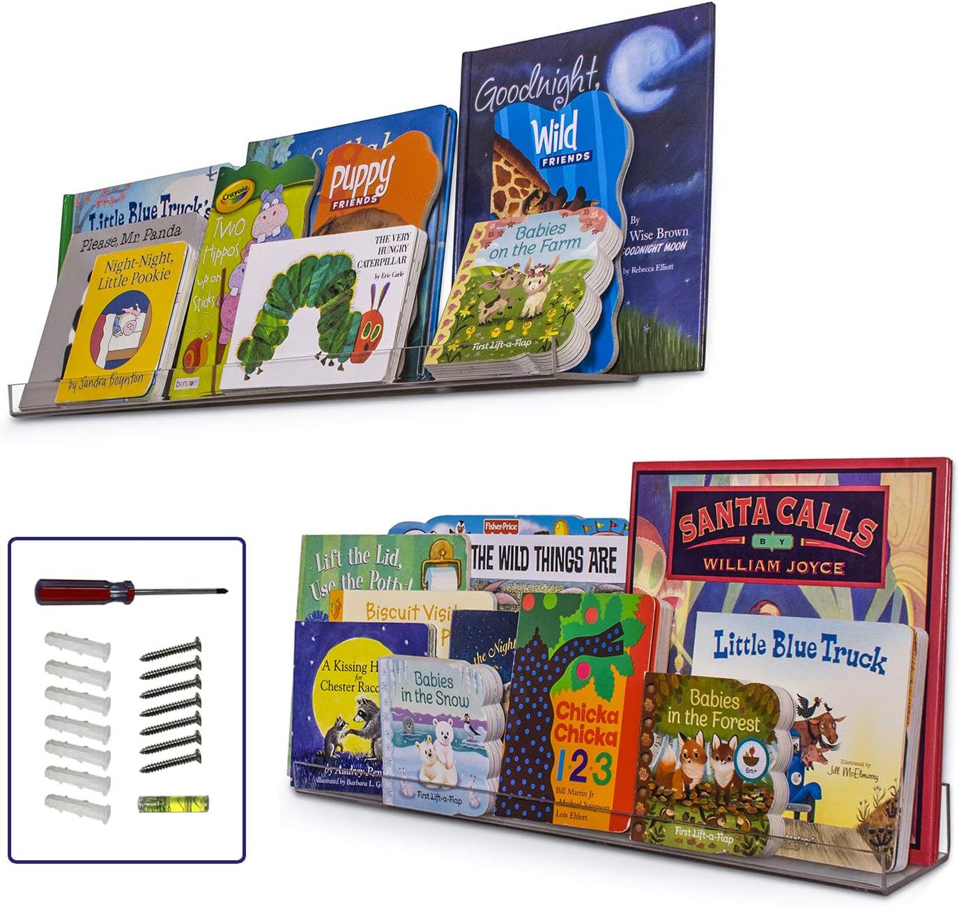 24 Inch (2Pack) Dwelling With Pride Acrylic Shelf - Acrylic Bookshelf for Toys & Books - Spice Rack & Floating Display