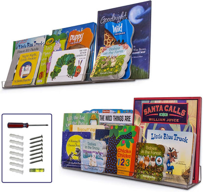 24 Inch (2Pack) Dwelling With Pride Acrylic Shelf - Acrylic Bookshelf for Toys & Books - Spice Rack & Floating Display