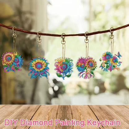 C'eitura 12-Pack DIY Colorful Sunflower Diamond Art Keychain Kits, Cute Keychains for Bags, Keys, Backpacks, Sparkling Art & Craft Gifts for Kids, Teens, Adults