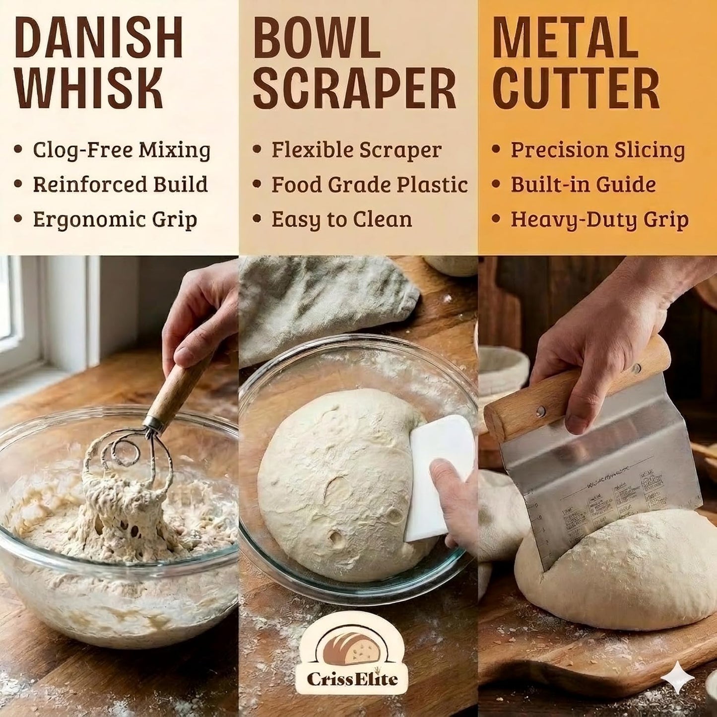 24oz 9 10 Set, Sourdough Starter Kit Complete Sourdough Bread Baking Supplies with Glass Sourdough Starter Jar, Round