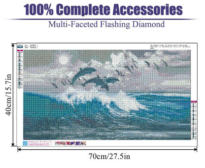BOHADIY Diamond Painting Kits，Large 5D DIY Fish Ocean Beach Diamond Painting Kits for Adults，DIY Full Drill Crystal Rhinestone Arts and Gem Art Painting with Diamond Home Wall Decor 28X16inch