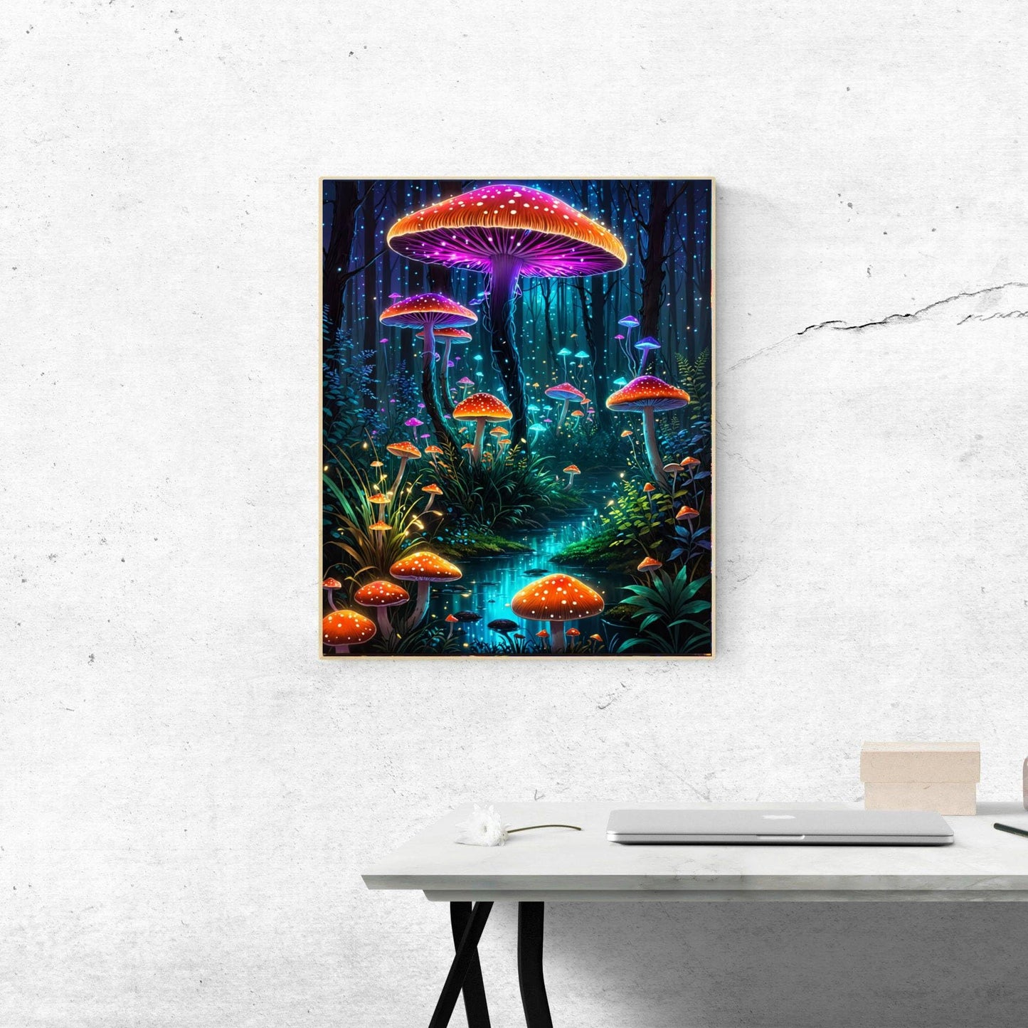 ldazao Paint By Numbers Kit for Adults Beginner Mushroom Paint By Number Kits On Canvas Mushrooms Forest Adults' Paint-By-Number Kits DIY Oil Painting Kits for Gift Wall Decor 16x20 Inch