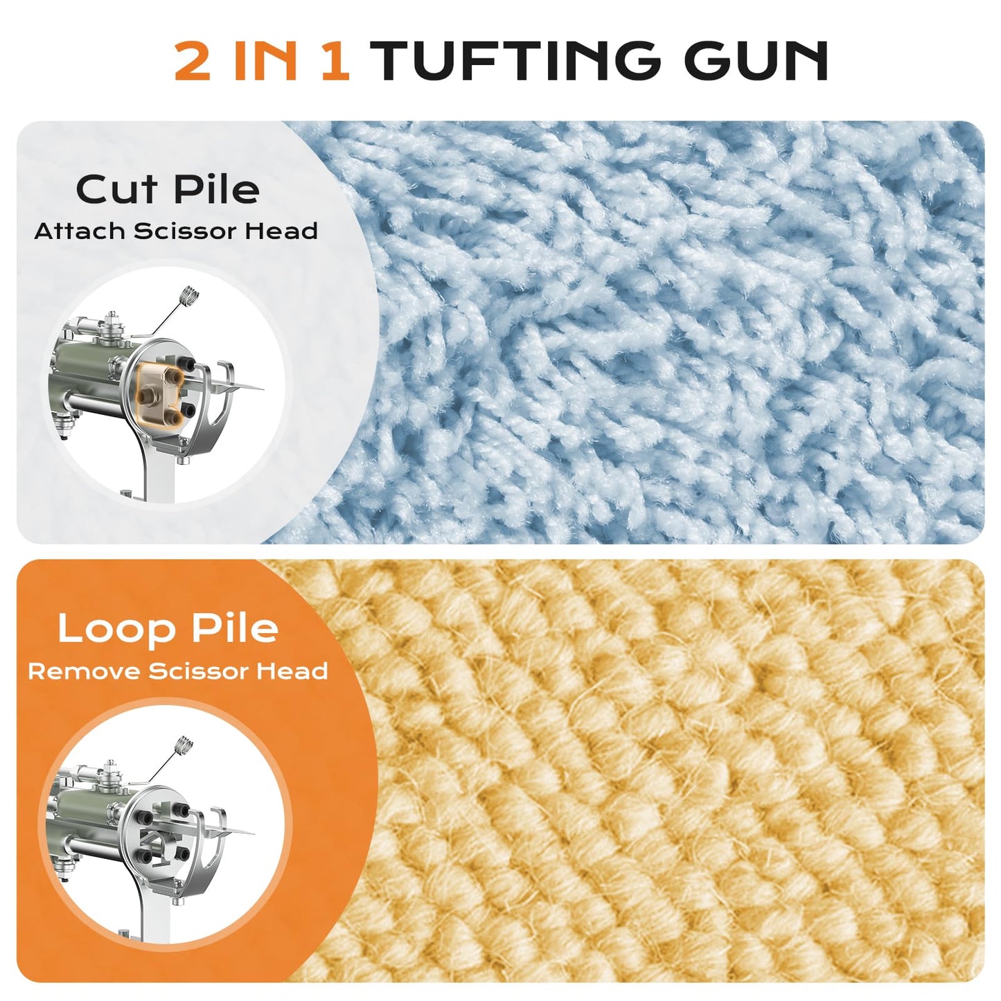 BESGEER Rug Tufting Gun with Carpet Trimmer Kit - Tuft Gun with Tufting-Shears, 2 in 1 Cut Loop Pile Carpet Gun& Carving Clippers, Rug Maker Machine Starter Kit& Trimmer& Cloth& Yarn（Olive Black）