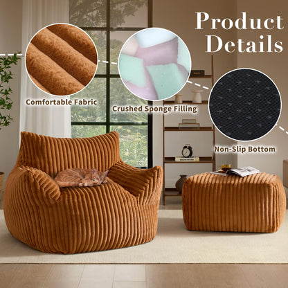 Oversized Bean Bag Chair for Living Room Furniture Bean Bag Chairs for Adults- Small Couch & Lounge Accent Chair for Living Room Chairs or Bedroom