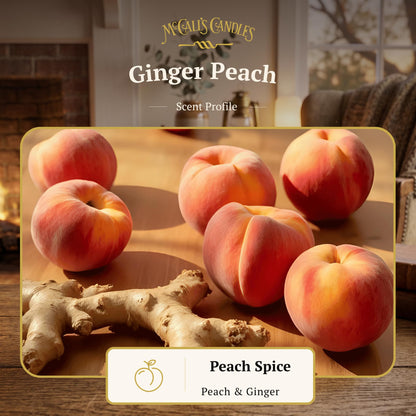 McCall’s Candles | Ginger Peach | 16 oz Two-Wick Scented Candle | USA-Poured | Vintage Mason Jar with Carrying Handle | Juicy Peach & Warm Ginger Fragrance