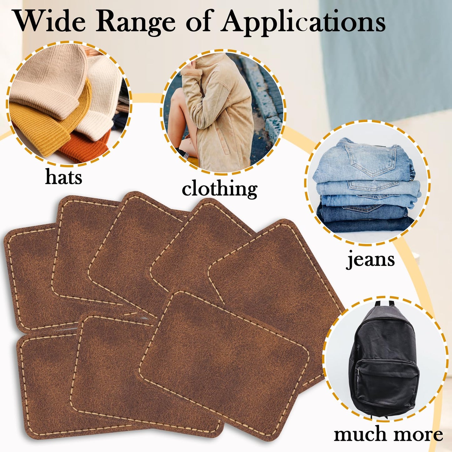 50 Pack Blank Leatherette Hat Patch with Adhesive, Rectangle Laserable Leatherette Patch, Faux Leather Patches for Hats Custom Fabric Repair Sew Laser Supplies (Chestnut, 3 x 2 Inches)