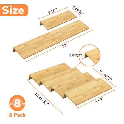 AMBIRD Bamboo Spice Drawer Organizer with Non-slip Mat,4 Tier - 2 Set Jar Spice Rack Tray From 9.5''to 19'', Seasoning Organizer for Kitchen,Cabinet,Drawers,Countertop