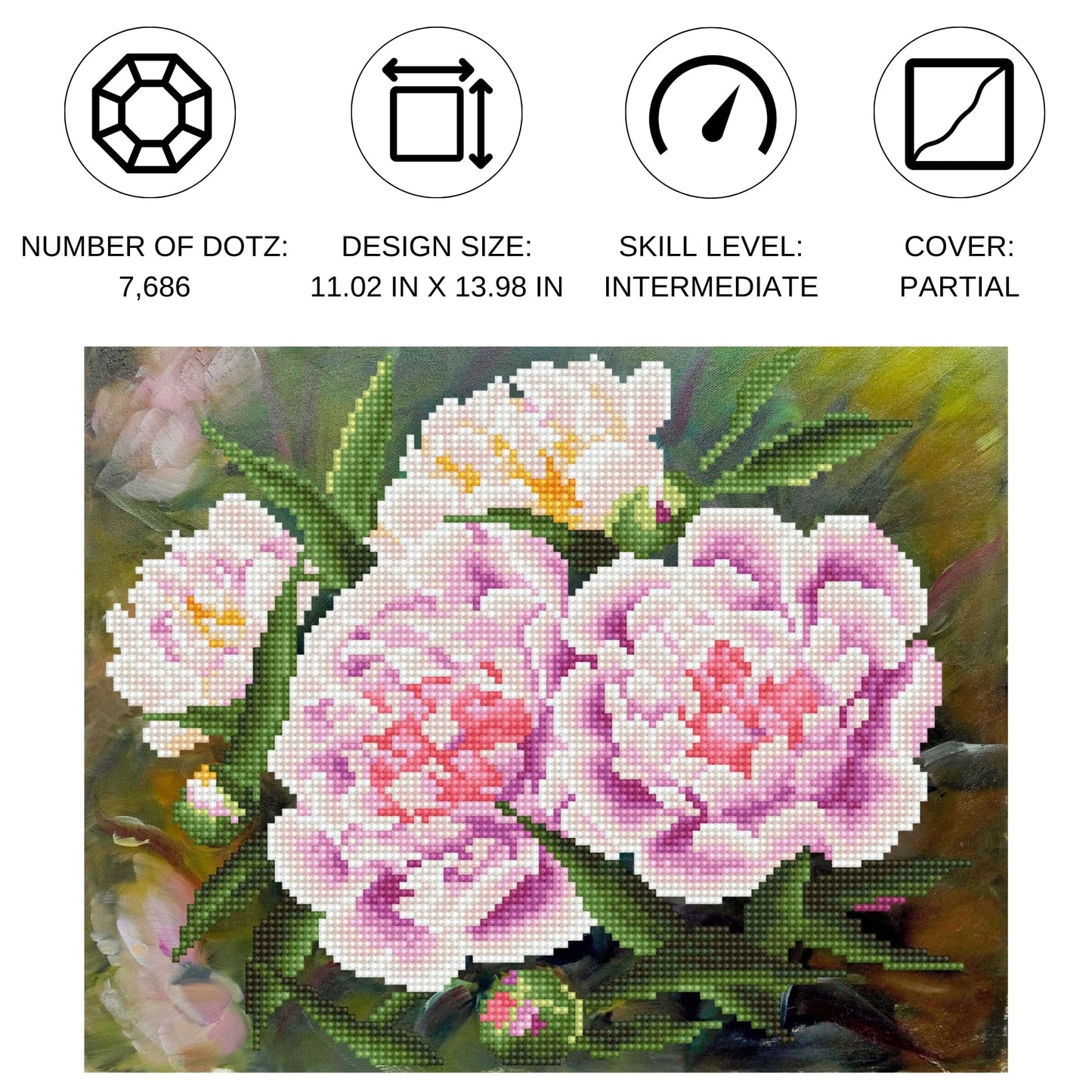 DIAMOND DOTZ Romantic Pink Peonies Diamond Painting Kits for Adults - Diamond Art Kits a Relaxing Creative Craft Kit with Dotz Gems s11x14