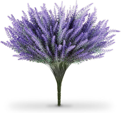 Butterfly Craze Lifelike Artificial Lavender Plants - 8-Piece Bundle for Crafting, Home Decor, Weddings