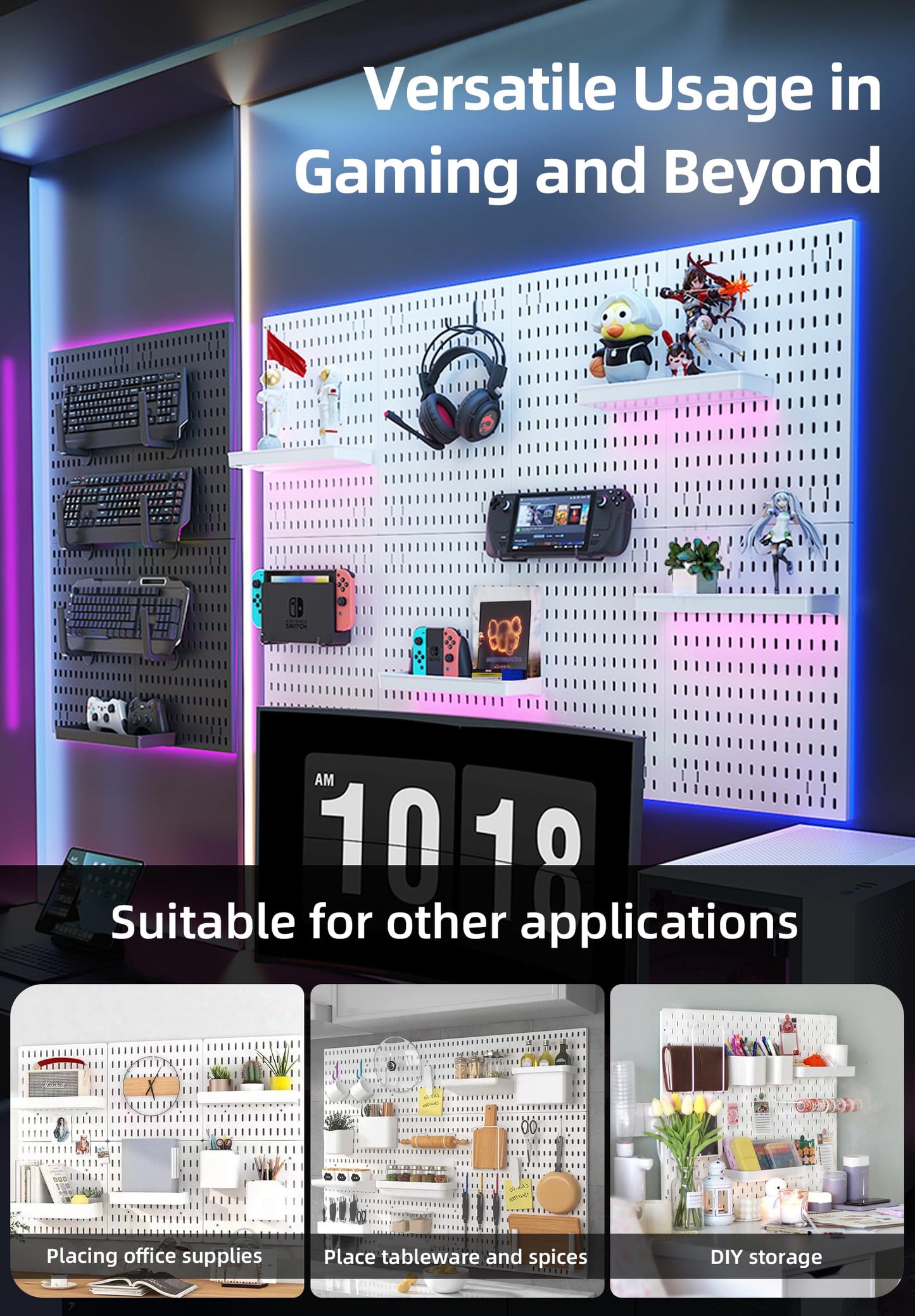 Zestify Revamp Your Space With A Versatile Pegboard Kit - Effortlessly Organize Home, Office, And Gaming Setup With Customizable Hanging Solutions (Black)