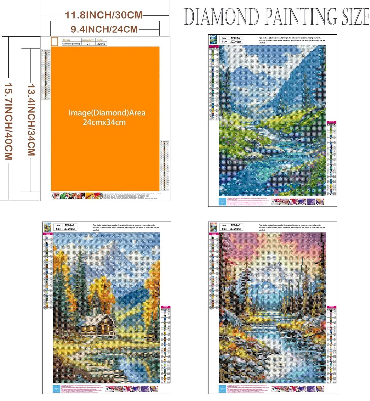 Axquilon Diamond Art Kits for Adults - 3 Pack Landscape Diamond Painting Kits for Adults, 5D Round Full Drill Landscape Gem Art, Paint by Diamonds Pictures DIY Crafts Kits 12x16inch
