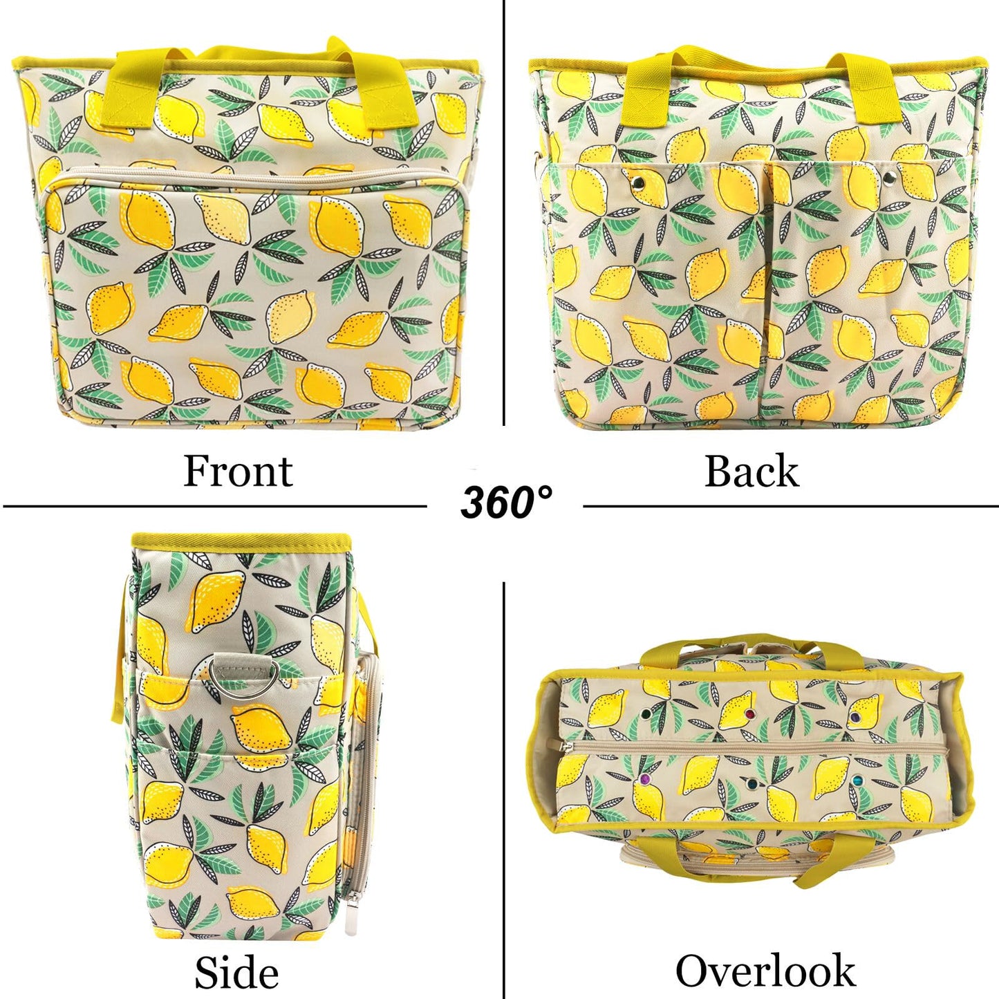 Mdoker Knitting Bags and Totes Organizers Large Crochet Bag Lightweight Yarn Bags for Travel Yarn Storage Organizers for Crochet Hooks,Yarn,Knitting & Crochet Supplies (Yellow Lemon)