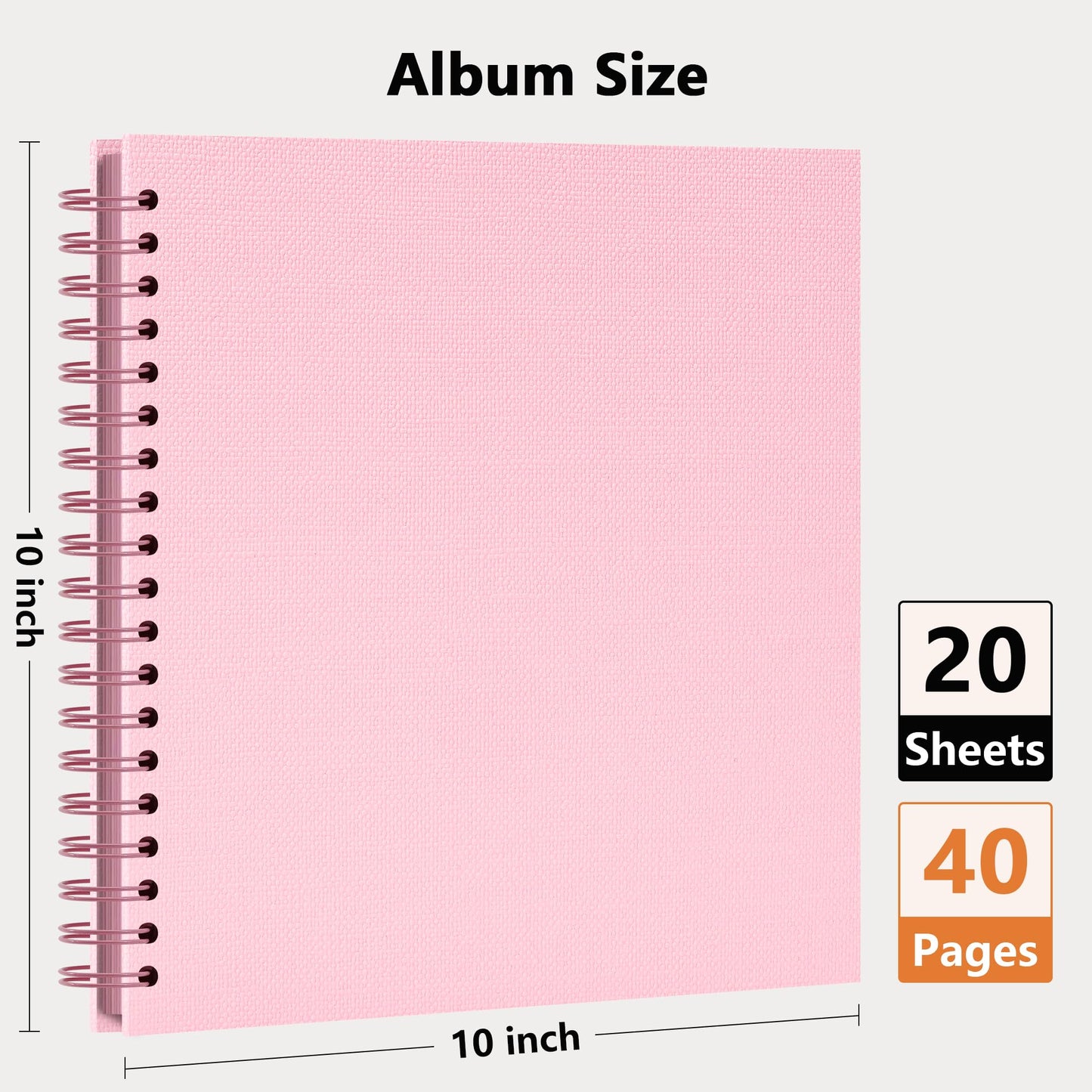 Vienrose Scrapbook Album 10x10 Inch Blank Thick Kraft Paper DIY Scrapbooking Supplies, Small Scrap Book Photo Albums for Wedding Travel Family Baby - Perfect Holiday Gifts Pink 20 Sheets/40 Pages