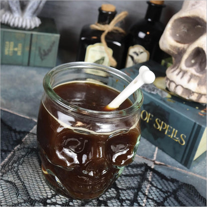 Set of 6 Ceramic Bone Spoons, Spooky Valentines Day Gifts, Goth Decor, Skull Spoon for Gothic Tea Set