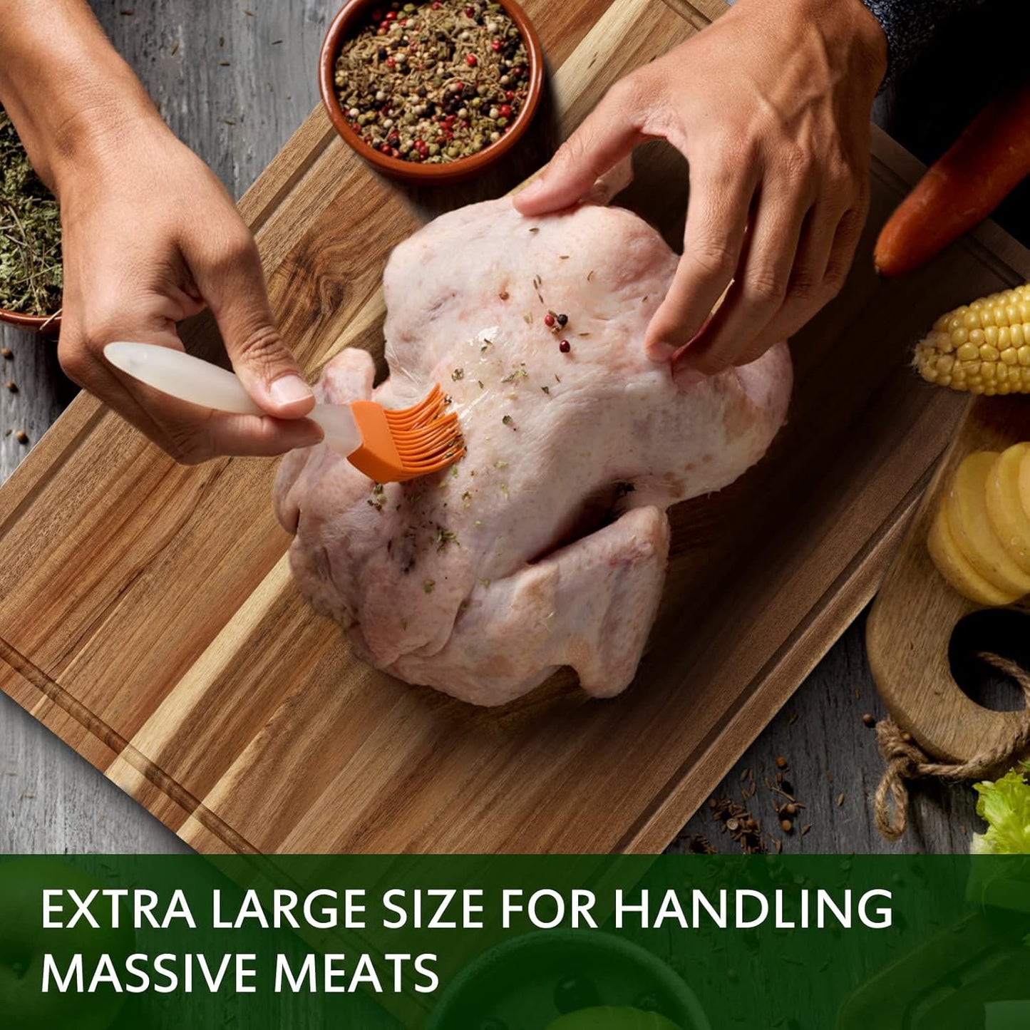 24x18 Inch Extra Large Acacia Wood Cutting Board, Large Butcher Block Chopping Board with Handle and Juice Groove